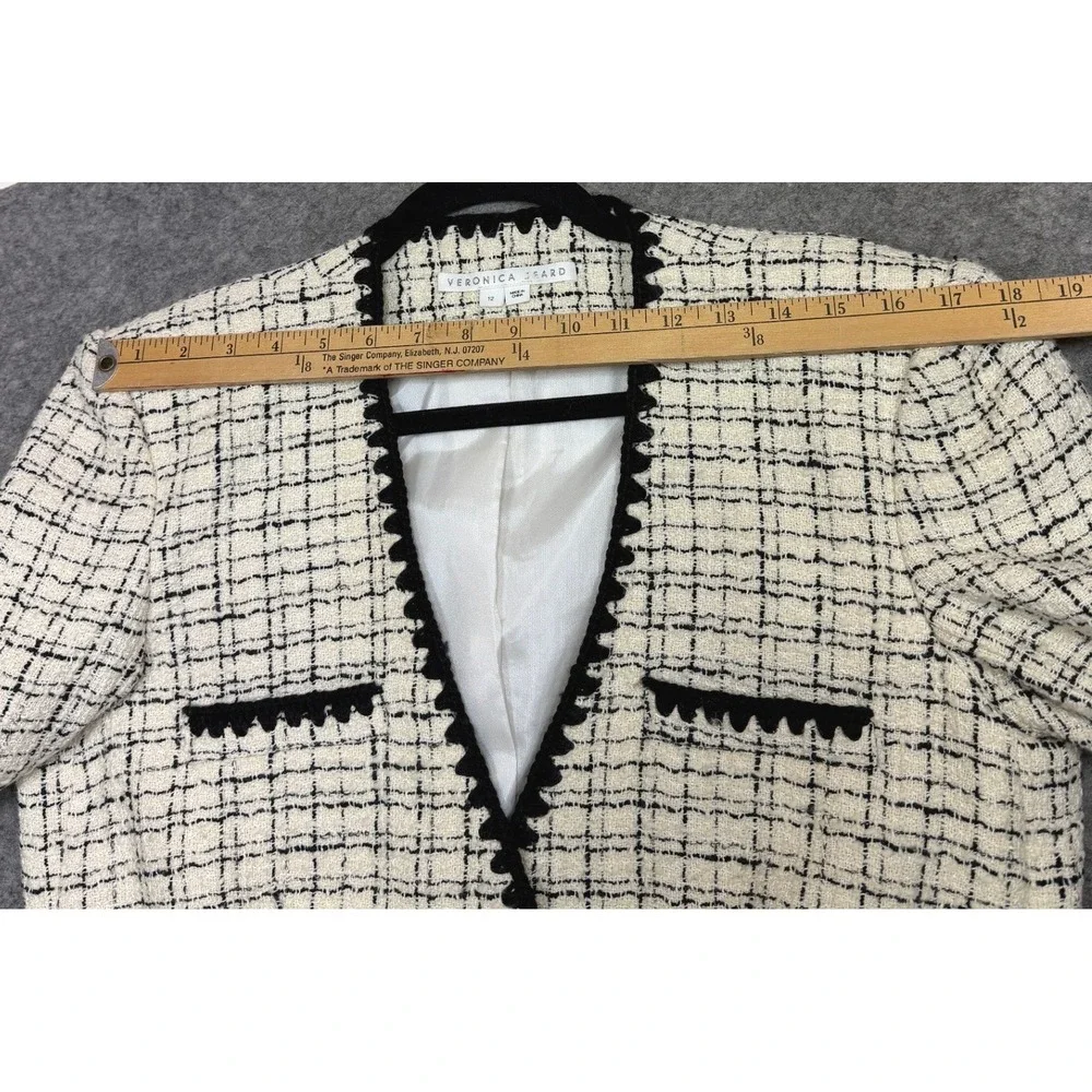Veronica Beard Albie Dickey Two Tone Cotton Blend Bouclé Tweed Blazer Size 12 - Picture 11 of 12